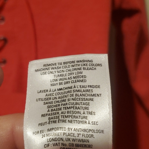 ❤ ANTHROPOLOGIE DELETTA LACE UP 3/4 SLEEVE TOP, SMALL - Picture 6 of 10